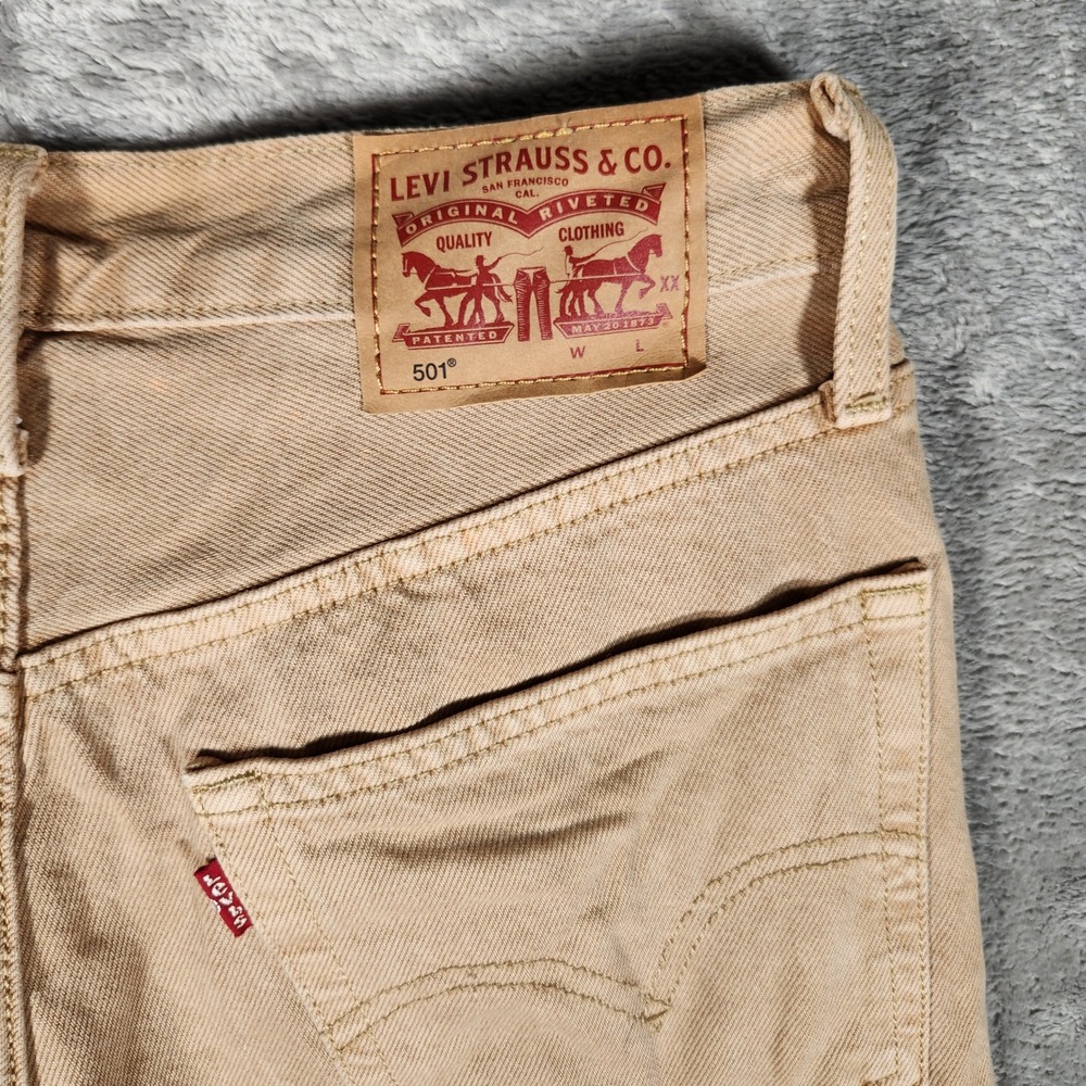 Levi's 501 Original Fit Jeans Womens 27x32 Tan Excellent Straight Leg Button Fly - Picture 14 of 15